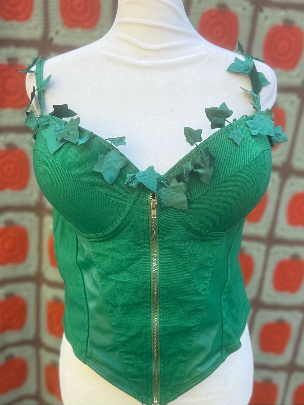 DC Comics Poison Ivy Cosplay Bodysuit Green Zipper Padded xl